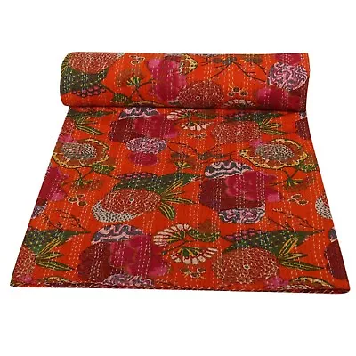 Twin Cotton Blanket Gudari Indian Kantha Quilt Vintage Handmade Bedspread Throw • $20.49