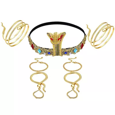 Halloween Egyptian Costume Accessories Cleopatra Headpiece Medusa Bracelet-RS • £16.25