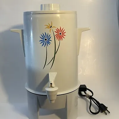 Coffee Urn Pot 10-20 Cups Poly Perk White With Daisies Percolator Regal Ware Vtg • $30