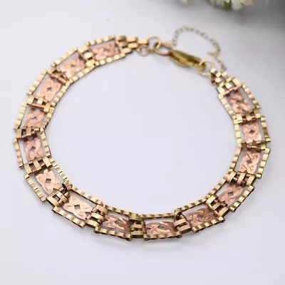 Vintage 9ct Rose Gold Gate Link Chain Bracelet With Safety Chain  • £178.95