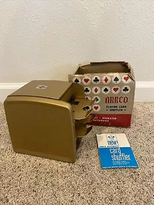 Vintage Arrco Automatic Playing Card Shuffler W/Box GOLD On GOLD - VERY RARE • $50