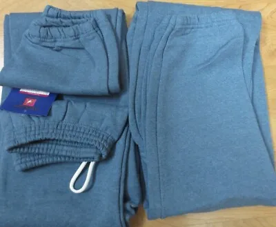 Men Sweatpants 2 Pair Members Mark Heather Blue Large 2 Pocket Drawstring 50/50 • $12.58