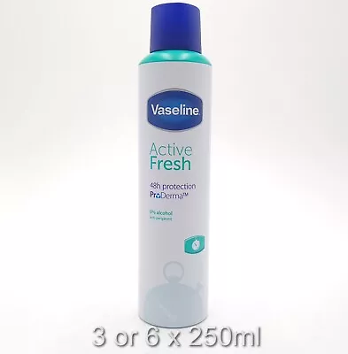 Vaseline Active Fresh Anti-perspirant Deodorant Big 250ml Can 3 Or 6 Pack • £11.99