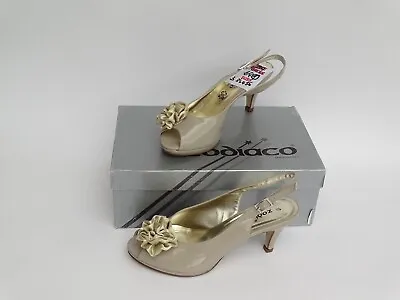 Italian Patent Leather Beige Taupe  Slingback Shoes Size 37 UK 4 Box New • £28