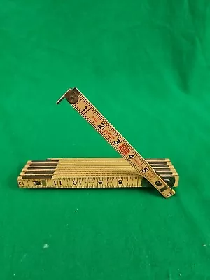 Lufkin X46 6 Ft. Red End Wood Extension Wood Rule W/ 6  Brass Extension Vintage • $13.99