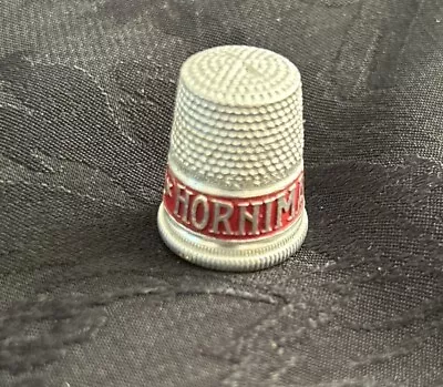 Vintage Advertising Sewing Thimble Horniman’s Pure Tea Silver Tone Metal W/Red • $9.99