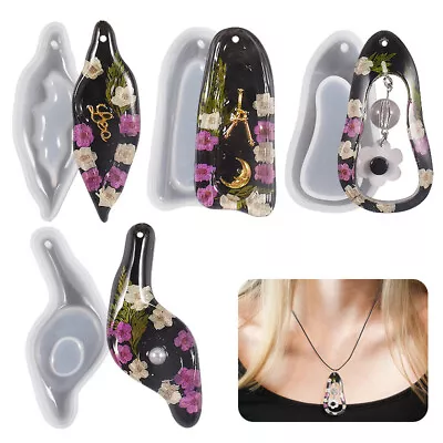 Geometry Bean Pod Pendant Silicone Mold Epoxy Casting Necklace Jewelry DIY Craft • $6.12