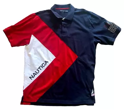 Nautica Multicolor Color Block Polo RARE Vintage 90s Shirt Ocean Sailing Mens XL • $27.95