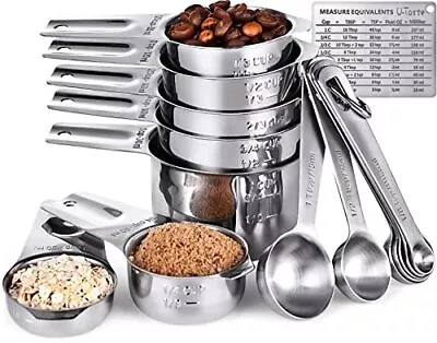 U-Taste Measuring Cups And Spoons Set Of 15 By 18/8 Stainless Steel 7 Wide • £44.99