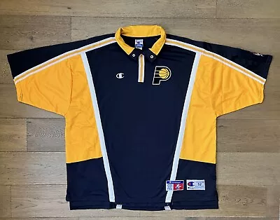 Indiana Pacers Nba Warm Up Shirt Champion Authentic Vintage Pro Cut Sz 52 Jersey • $75.99