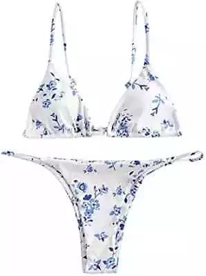 ZAFUL Womens Ditsy Floral Printed Swimsuit Underwired Knotted String Triangle • $7.99