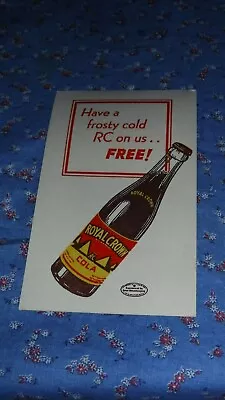 Vintage Royal Crown Coupon  Have A Frosty Cold RC On Us  FREE!  5 1/2 X 3 3/8 In • $9.99