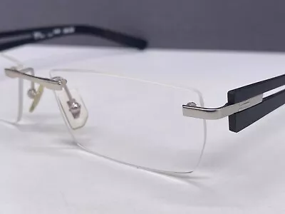 Öga Morel Eyeglasses Frames Men Black Rimless Wood Frame Large XL 69040 Np • $268.75