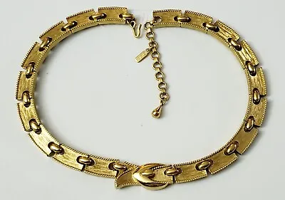 Vintage Monet Gold Tone Brushed Textured 14 To 16  Panel Choker Necklace SIGNED  • $79.99