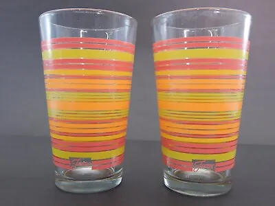 $19.99 • Buy Set Of 2-Libbey Fiestaware Fiesta Striped Drinking Glasses 16 Oz Tumblers W/Logo