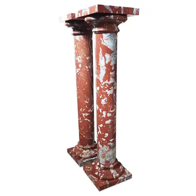 Columns Classical IN Marble Red France Marble Coulumns Italian Design H.35 3/8in • $2078.02