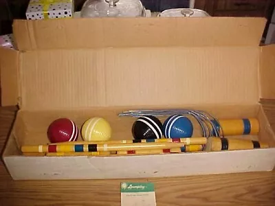 South Bend Lawn Play Wooden Croquet Set 4 Player Box Vintage Milton Bradley 1977 • $125