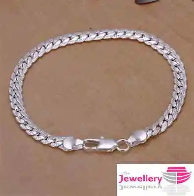 925 Sterling Silver 5mm Curb Chain Bracelet Jewellery Womens Ladies Gifts • £5.45