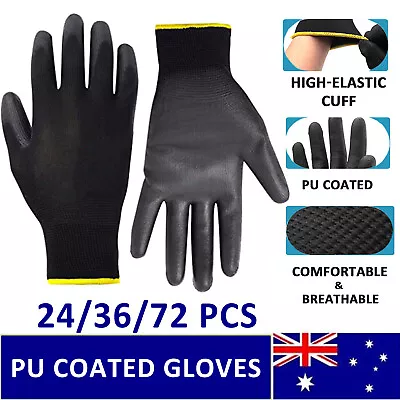 24/48/72 Packs Work Gloves With Pu Coated Mechanic Hand Protection Breathable • $23.20