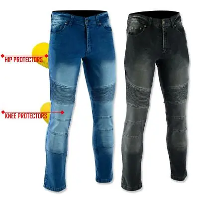 Mens Motorbike Pants Cycling Motorcycle Paded Jeans Trousers Free CE Armour UK • $45.99