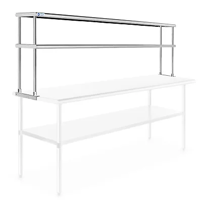 OPEN BOX - Stainless Steel Commercial Kitchen Prep Table Wide Double Overshelf • $98.99