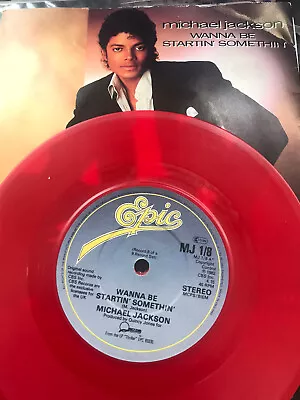 RED VINYL MICHAEL JACKSON WANNA BE STARTIN' SOMETHIN 45RPM Epic Records 1983 CBS • $20