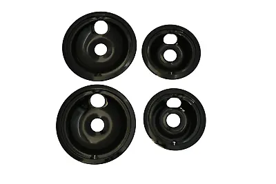 $22.91 • Buy DB4 For GE Range Porcelain Black Drip Pans 4 PK 2 Ea: WM31M19 & WB31M20 NEW