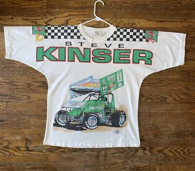 VINTAGE 1996 Shirt AOP Sprint Car Adult L Steve Kinser Quaker State Arizona 90s • $80