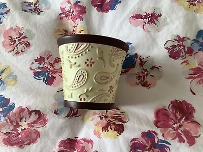 Yankee Candle Holder Paisley Ceramic Cream Pink Burgundy Pot • £7