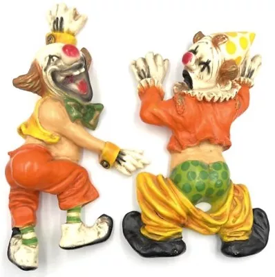  1974 UNIVERSAL STATUARY CORP  CLOWNS WITH PANTS FALLING DOWN  Hanging Figurines • $59.99