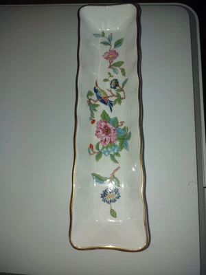 Ansley Bone China Olive Candy Dish Cracker Tray Pembroke Pattern Floral Bluebird • £3.99