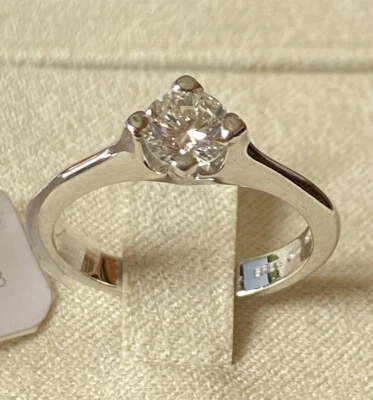 $8059.16 • Buy Gold Ring 18kt. Solitaire With Natural Diamond Certified Ct. 0,66 F VVS1