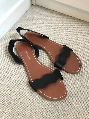 Zara Basic Black Leather Sandals Size 4 Used • £10