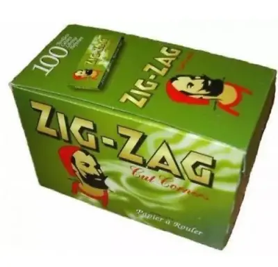 Full Box Of 100 Booklets Zig Zag Tobacco Rolling Papers Green Cut Corner  £12.99 • £12.99