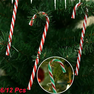 6 / 12 Pcs Hanging Candy Cane Christmas Tree Ornaments Decoration Icicles Bauble • £3.95