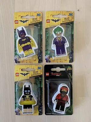 Lot Of 3 LEGO Batman Movie Character Erasers & 1 Ninjago Eraser New Sealed • $20
