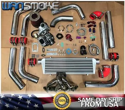 90-99 Eclipse Talon 1G 2G DSM 4G63 T3 .63 Turbo Kit SS Manifold Intercooler Red • $688.99