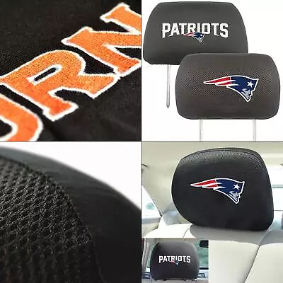 Nfl New England Patriots Black Embroidered Head Rest Cover Set (2-piece) | • $28.99