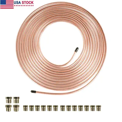 Copper Nickel Brake Line Tubing Kit 3/16 OD 25Ft Coil Roll All Size Fittings NEW • $14.99