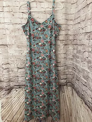 MSK Maxi Dress Women's Medium Teal Blue Floral Full Length Sweetheart Neck • $18.04