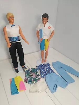 Mattel 1990's Vintage Lot Of 2 Ken Dolls BayWatch Outfits Stands Shoes Included • $49.96