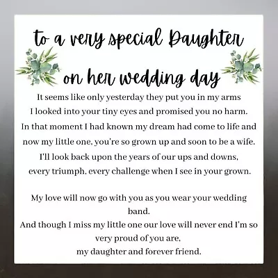 Personalised Daughter Wedding Day Card Card For Daughter Wedding 6x6 • £2.83