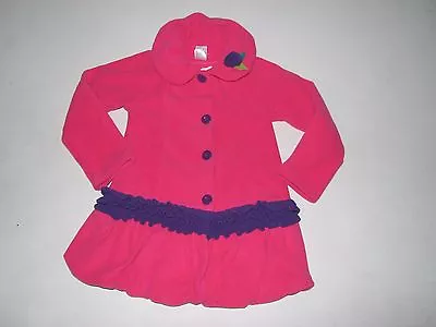 NWT Girls MACK & CO Hot Cocoa Fleece Jacket Ruffles Pink Purple Button 2T 3T 4T • $14.95