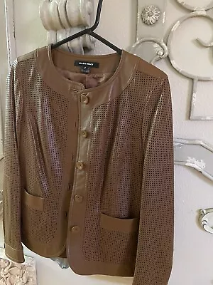 Ellen Tracy Smart Leather Jacket Warm Brown Lined Size 2 • $40