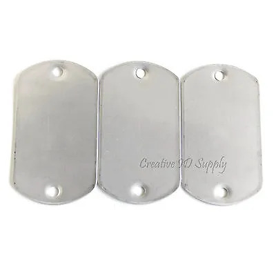 5 Two Hole Blank Stainless Steel Dog Tag Shiny Or Matte Military Spec Free Ship • $7.85
