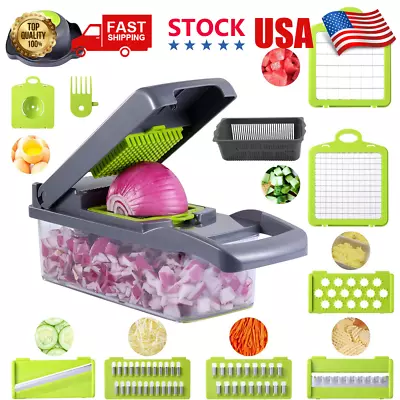 14 In 1 Fruit Vegetable Slicer Cutter Food Onion Veggie Dicer Chopper Kitchen US • $17.55