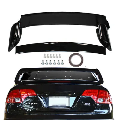 For 06-11 Civic 4DR Gloss Black Painted Mugen Style RR 4Pic Trunk Wing Spoiler • $54.90