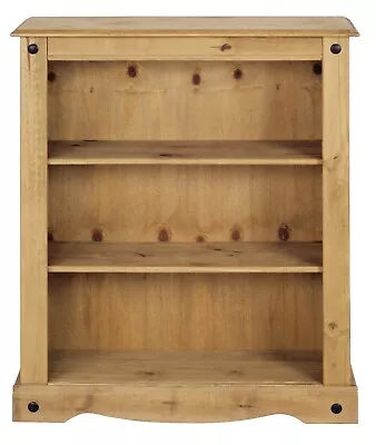 Corona Bookcase 3 Shelf Small Low Storage Living Room Waxed Pine • £58.99