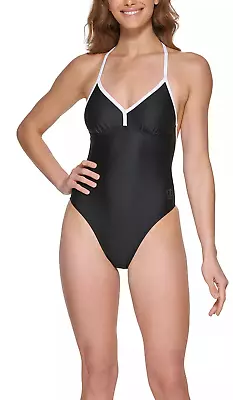 DKNY BLACK T-Back One-Piece Swimsuit US X-Large • $36.88