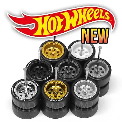 1/64 Scale 8 HOLE V5 Real Rider Wheels Rims Tires Set For Custom Hot Wheels • $2.99